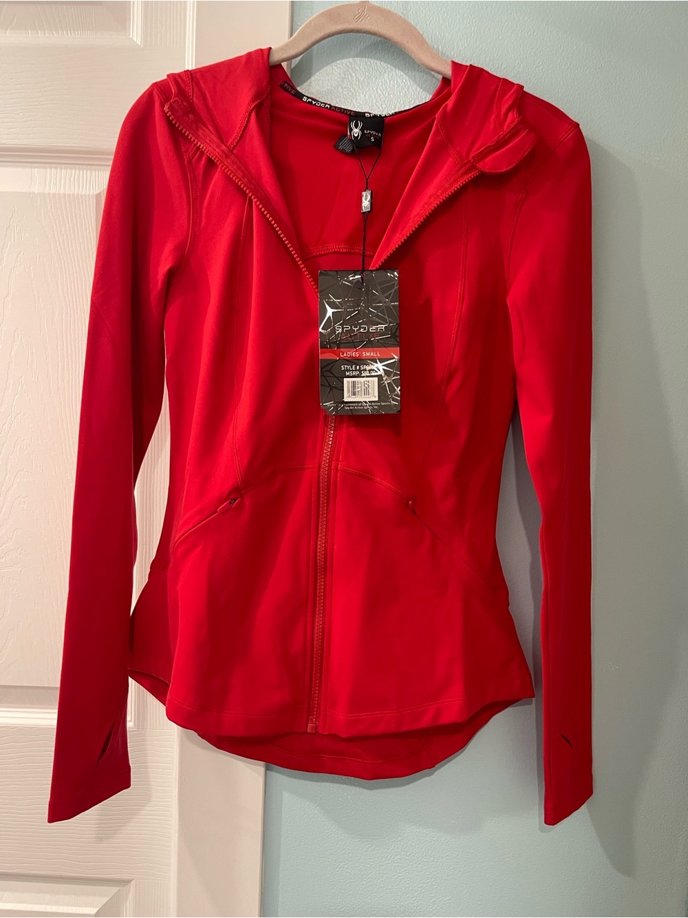 Spyder Red Active Hoodie XS Thumbhole Sleeve Full Zip Pockets STYLE # SP882R4